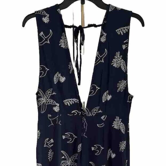 Paloma Wool Pants - Paloma Wool Print Jumpsuit Navy Womens Sz Sm Abstract Artsy Sleeveless White